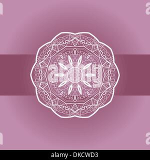 Motif mandala oriental lase ronde motif sur le fond violet, comme la peinture mehndi ou flocon Illustration de Vecteur