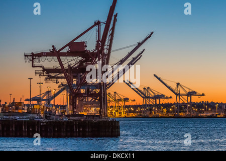 Les grues de bornes 46 et 18 au Port de port de Seattle, Seattle, Washington State, USA Banque D'Images