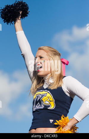 29 octobre 2011 - Kent, Ohio, États-Unis - une meneuse de Kent State sur la touche pendant le match contre Bowling Green. La Kent State Golden Flashes défait les Falcons de Bowling Green 27-15 au stade Dix à Kent, Ohio. (Crédit Image : © Frank Jansky/ZUMAPRESS.com)/Southcreek Banque D'Images