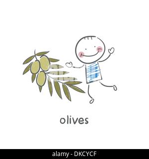 Les olives et les gens Illustration de Vecteur