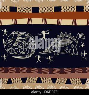 Seamless texture avec silhouettes de dinosaures Illustration de Vecteur