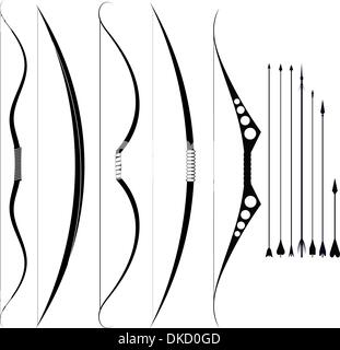 Un ensemble d'arcs militaires. Armes médiévales Illustration de Vecteur