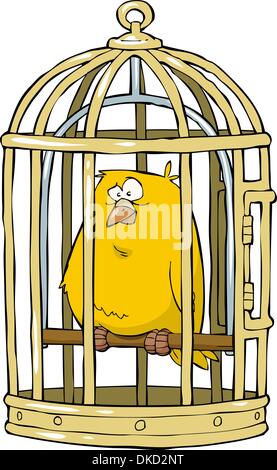 Canari dans une cage à oiseaux vector illustration Illustration de Vecteur