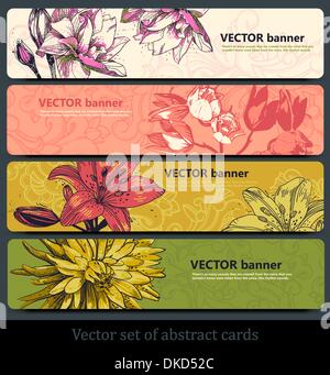 Vector set de bannières colorées avec des fleurs Illustration de Vecteur
