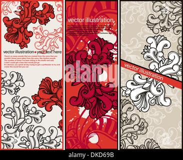 Vector set de cartes florales riches dans un style vintage Illustration de Vecteur