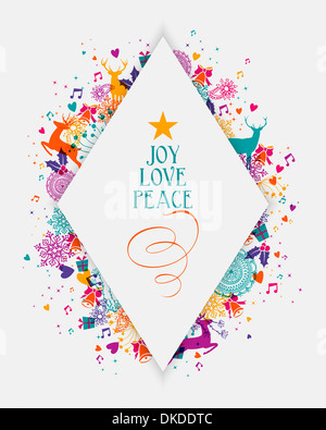 Les couleurs de Noël à la mode avec des éléments 3D géométrique étiquette de texte. Fichier vectoriel EPS10 organisé en couches pour l'édition facile. Banque D'Images