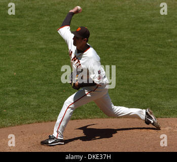 29 juillet 2007 - San Francisco, CA, USA - San Francisco Giants le lanceur partant Matt Morris dans la 5ème manche de leur match contre les Marlins de la Floride, dimanche, Juillet 29, 2007 à AT&T Park à San Francisco en Californie (crédit Image : © Bob Larson/Contra Costa Times/ZUMA Press) Banque D'Images