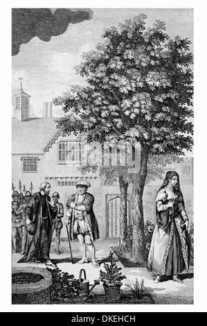 L'évêque Gardiner venant d'un garde-corps à saisir Catherine Parr qui se promenait dans le jardin avec Henry III Banque D'Images