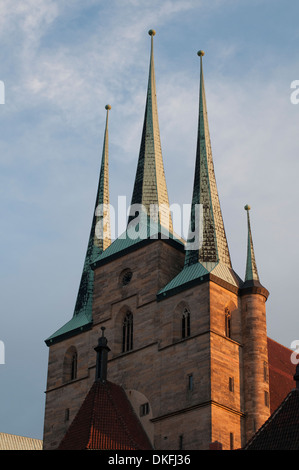 Église Saint Severi au coucher du soleil, Erfurt, Thuringe, Allemagne Banque D'Images