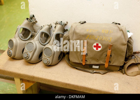 Spy Museum à l'hôtel Jalta. Le métro de l'hôtel Prague République Tchèque, masques à gaz Banque D'Images