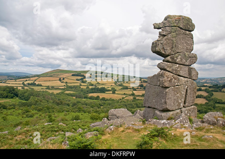 Nez Bowermans s sentinel sur les pentes nord de Hayne, Dartmoor, avec Easdon vers le bas pour le nord Banque D'Images