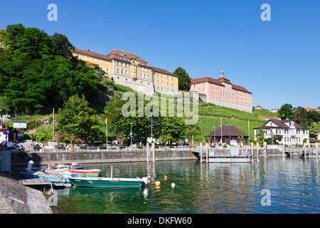 Port de Meersburg, nouveau château et vignobles de l'état, Meersburg, Lac de Constance, Baden Wurtemberg, Allemagne, Europe Banque D'Images