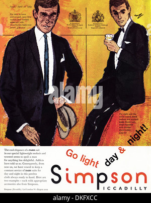 1960 vintage magazine advertisement advertising DAKS convient pour les hommes par Simpson de Piccadilly par nomination royale Banque D'Images