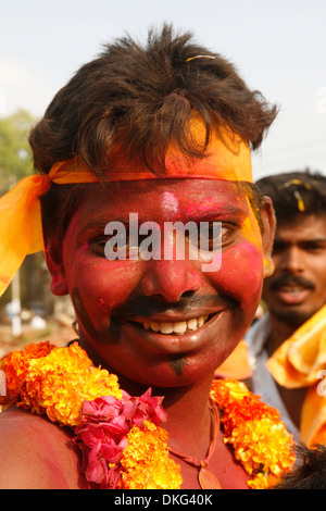 Le culte de Mariamman célébrée par la communauté tamoule, Tamil Nadu, Inde, Asie Banque D'Images