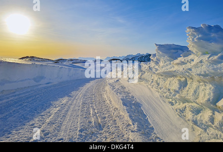 Paysage au coucher du soleil au Groenland en temps einter Banque D'Images