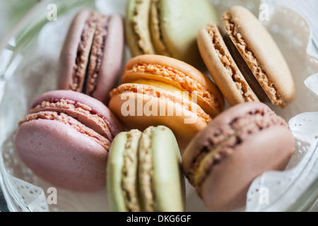 Close up portrait of colorful macarons Banque D'Images