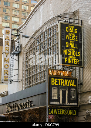 Ethel Barrymore Theatre chapiteau dans Times Square, NYC Banque D'Images