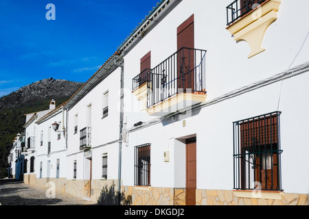 Benamahoma village blanc dans la Sierra de Grazalema, Andalousie, Espagne Banque D'Images