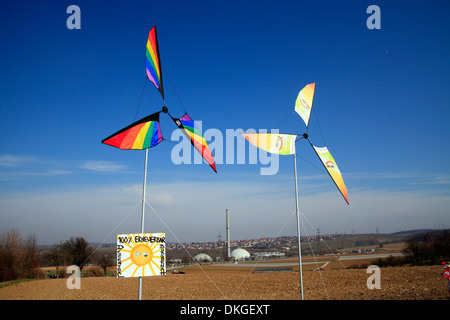 Soleil en face de centrale nucléaire, Neckarwestheim, Bade-Wurtemberg, Allemagne, Europe Banque D'Images