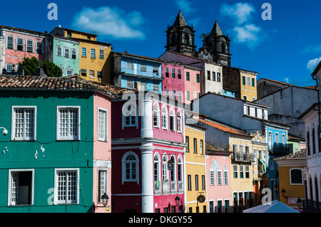 L'architecture coloniale dans le Pelourinho, UNESCO World Heritage Site, Salvador, Bahia, Brésil, Amérique du Sud Banque D'Images