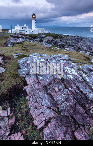 Rubha Reidh Lighthouse à l'aube, Melvaig, Wester Ross, Highlands, Scotland Banque D'Images