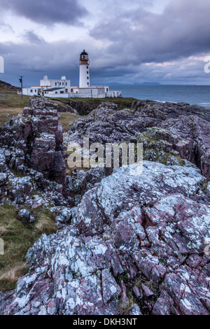 Rubha Reidh Lighthouse à l'aube, Melvaig, Wester Ross, Highlands, Scotland Banque D'Images