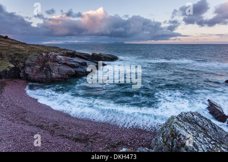 Rubha Reidh Lighthouse à l'aube, Melvaig, Wester Ross, Highlands, Scotland Banque D'Images