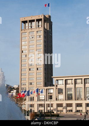 Le Havre Hôtel de ville, conçu par Auguste Perret. Banque D'Images