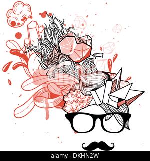 Vector illustration d'un homme invisible avec une coupe de fantaisie Illustration de Vecteur