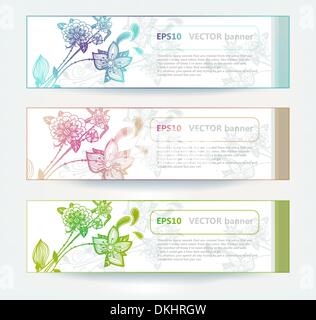Vector set de cartes florales lumineuses avec fantaisie fleurs colorées.eps10 Illustration de Vecteur