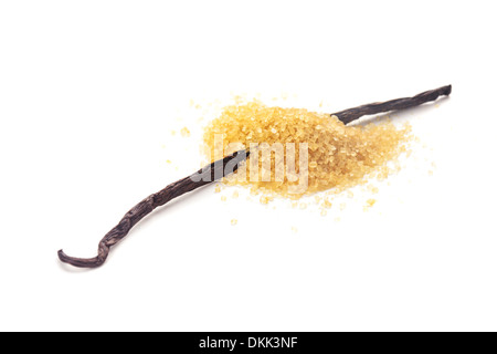 Sucre brun biologique avec vnilla la saveur isolated on white Banque D'Images