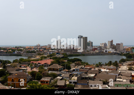 Vue sur les Caraïbes ville de Cartagena de Indias, Colombie. Banque D'Images