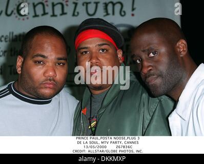 13 mai 2000 - LE PRINCE PAUL,POSTA NOOSE,BOUCHON 3.DE LA SOUL, MTV PARTY, CANNES.13/05/2000.Z67B36C.CREDIT : crédit(Image : © Photos Globe/ZUMAPRESS.com) Banque D'Images