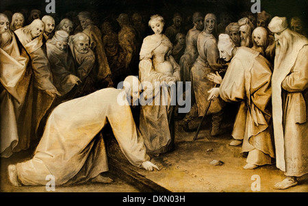 Le Christ et la femme adultère, 1565. Jan Brueghel l'ancien (1568-1625). Belgique belge flamande Banque D'Images