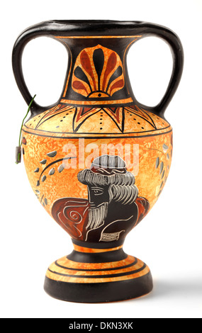 Une reproduction d'un Nikosthenic la figure noire de l'amphora période Hellénique. Banque D'Images