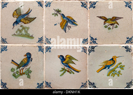 Oiseaux Oiseaux 1620-1650 carreaux carreaux Néerlandais Pays-Bas Hollande Museum Banque D'Images