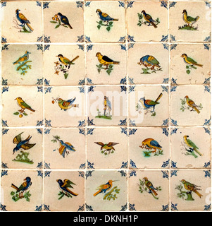 Oiseaux Oiseaux 1620-1650 carreaux carreaux Néerlandais Pays-Bas Hollande Museum Banque D'Images