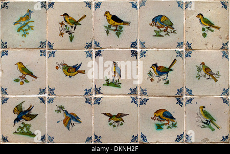 Oiseaux Oiseaux 1620-1650 carreaux carreaux Néerlandais Pays-Bas Hollande Museum Banque D'Images