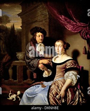 Portrait d'un couple inconnu 1678 Frans van Mieres de Oude ( ancien ) 1635-1681 Pays-Bas Néerlandais Banque D'Images