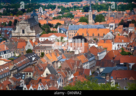 Vue aérienne. Bruges, Flandre occidentale humide, Région flamande, Belgique, Europe Banque D'Images