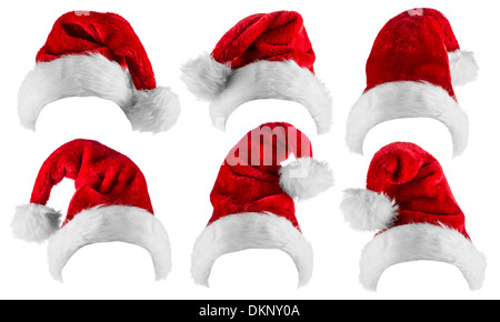 Ensemble de santa hats isolé sur fond blanc Banque D'Images