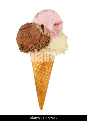 Cornet de crème glacée avec 3 différents des glaces Banque D'Images