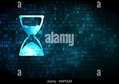 Concept : le temps sur Hourglass digital background Banque D'Images