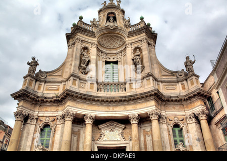 Basilique della Collegiata (1768), Catane, Sicile, Italie Banque D'Images