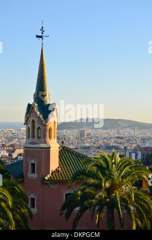 Casa Museu Gaudi ou musée Gaudi dans le Parc Guell, classé au Patrimoine Mondial de l'UNESCO de Barcelone, Catalogne, Espagne. Banque D'Images