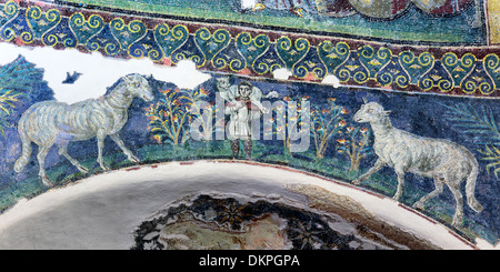 Mosaïque paléochrétienne (6e siècle), le Baptistère de Saint-Jean, la cathédrale (Duomo), Naples, Campanie, Italie Banque D'Images