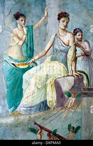 Hercule et Omphale, fresque romaine de Pompéi, Musée Archéologique National, Naples, Campanie, Italie Banque D'Images