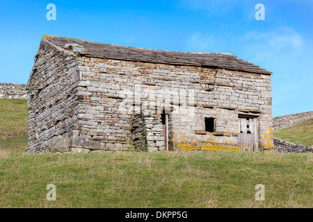 Une grange en pierre traditionnelle dans un champ dans le Yorkshire, Angleterre Banque D'Images