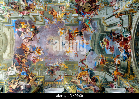L'Apotheose de Saint Ignazio, fresque au plafond (par Andrea Pozzo, 1690), l'église Saint Ignace, Rome, Italie Banque D'Images