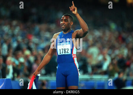 DARREN CAMPBELL.200 MÈTRES, AUX JEUX OLYMPIQUES DE SYDNEY, AUSTRALIE.y.STADE OLYMPIQUE, SYDNEY, SYDNE.22/09/2000.H23E18A Banque D'Images